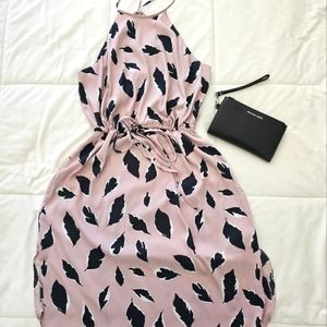 Silky blush pink halter slid dress